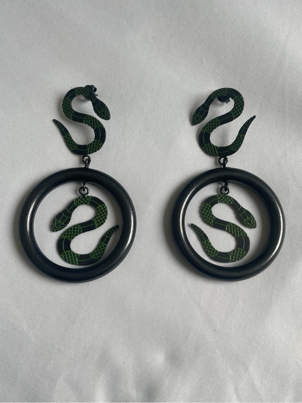 Lilith by Sita Green Snake Hoop Drop Earrings